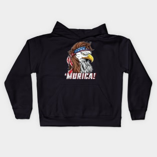 4th of July Eagle Mullet Murica American Flag USA Merica Kids Hoodie